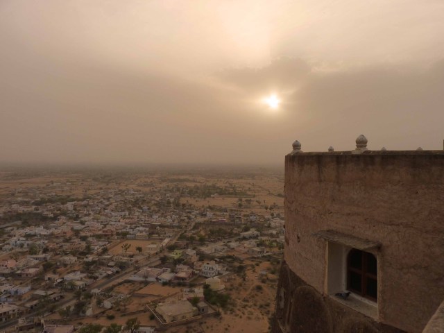 Sunset seen from our room Kuchaman Fort, India