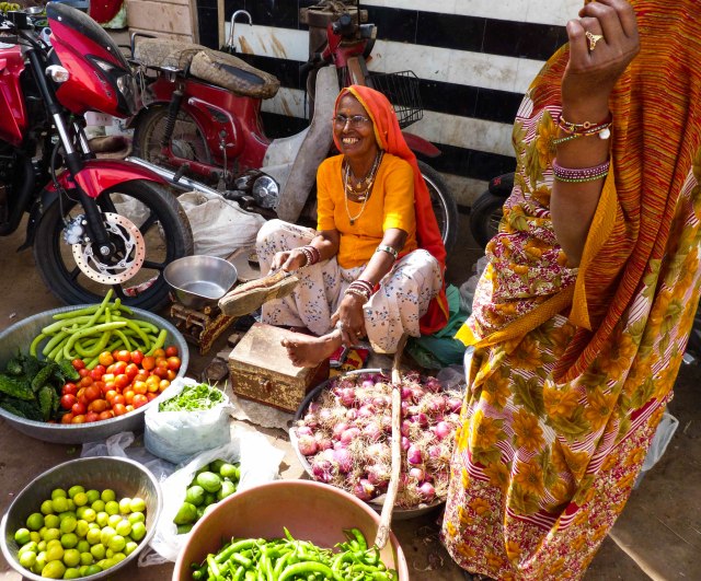 street sellers in the maze of streets in Kuchaman