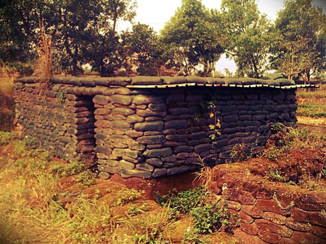 Sandbag bunkers at Khe Sanh Combat Base.