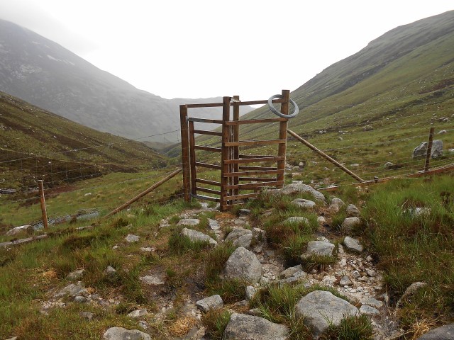 The boundary fence and deer gate at Gleann Dionhan National Nature Reserve