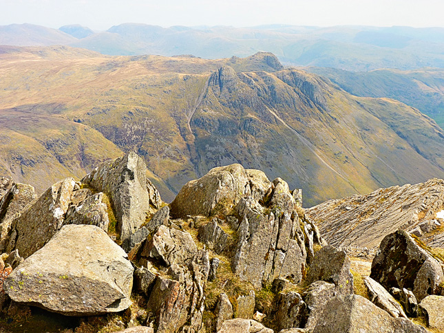 Pike O' Stickle and The Langdale Pikes below Bowfell's Summit