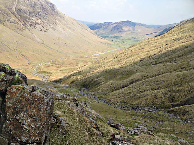 View from Rosset Gill down into Mickleden and Langdale beyond