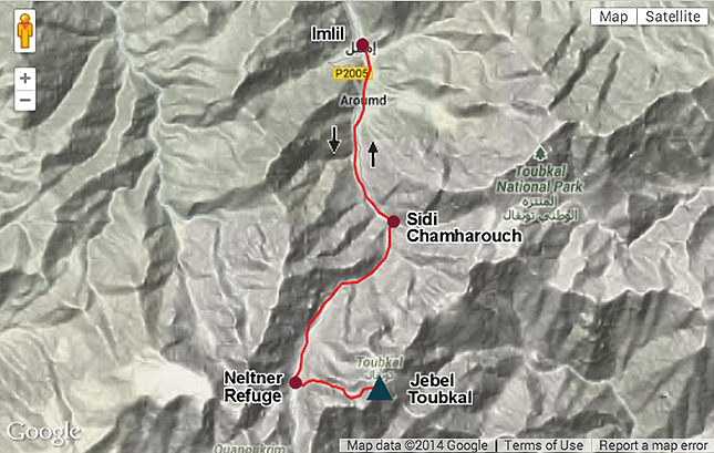 The planned trek & summit route