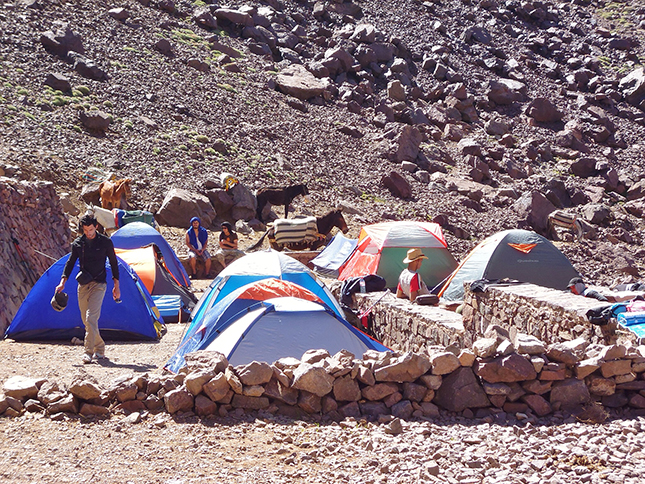 Campers at the base camp at (3207m)
