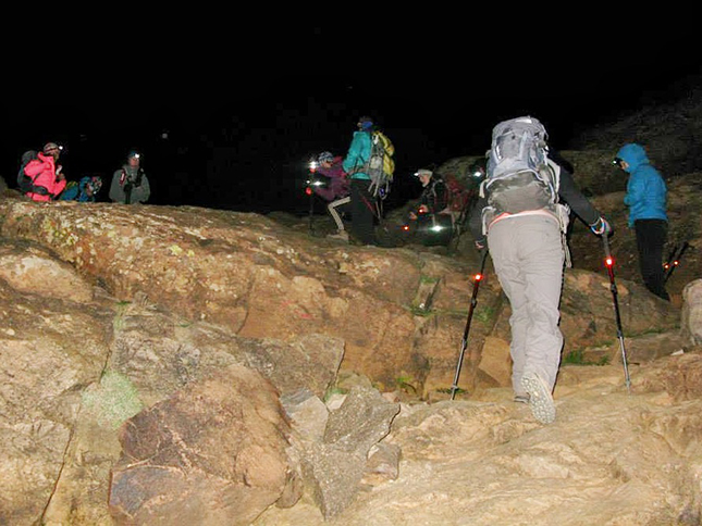Leaving in the dark for the summit