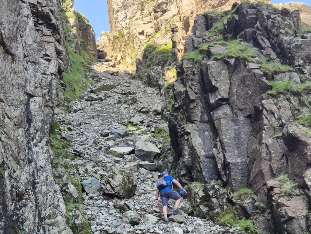 Starting the scramble up Lord's Rake